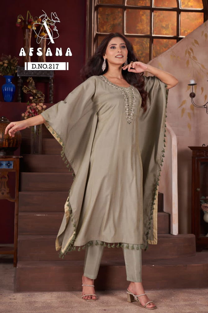 DN 217 By Afsana Mirror Hand Work Modal Kaftan Style Kurti With Bottom Wholesale Market In Surat
